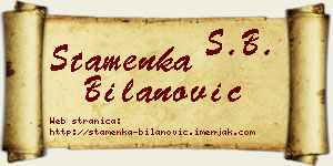 Stamenka Bilanović vizit kartica